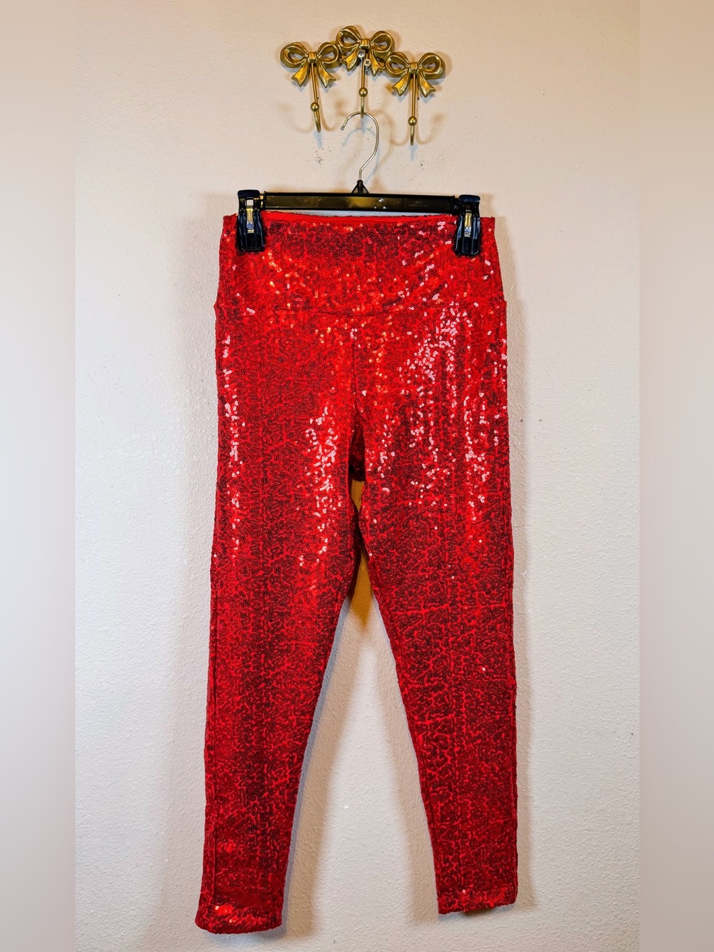 Tipsy Elves Red Sequin Athletic Leggings. Size S